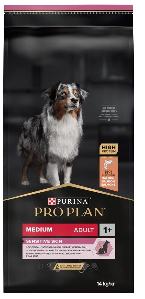 PRO PLAN Hrană uscată SENSITIVE pt câini Adult Medium Breed, cu Somon