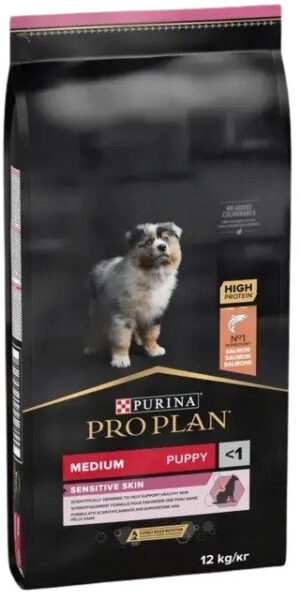PRO PLAN Hrană uscată SENSITIVE SKIN pt câini Puppy Medium Breed, cu Somon 12kg