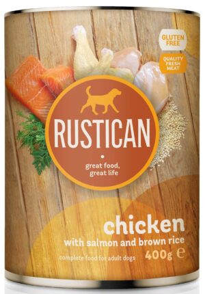 RUSTICAN Pui şi Somon cu Orez Brun