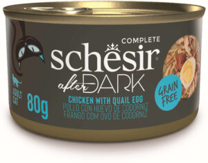 SCHESIR After Dark Conservă pentru pisici, supă cu Pui şi ouă de Prepeliţă 80g