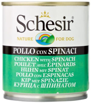 SCHESIR Conservă pentru câini, cu Pui şi spanac 285g