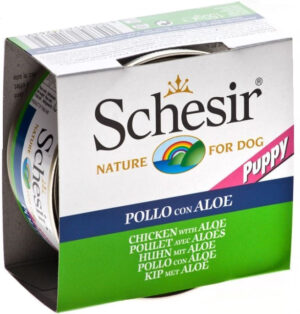 SCHESIR Conservă pentru câini PUPPY Pui cu Aloe Vera 150g