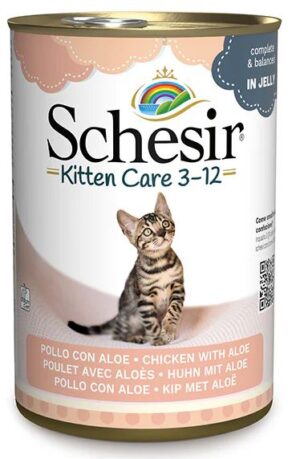 SCHESIR KITTEN Care 3-12 Conservă pentru pisicuţe, Pui cu Aloe Vera 140g