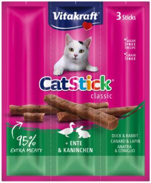 VITAKRAFT Baton Mini Recompense pentru pisici, cu Iepure şi Raţă 3 bucăţi, 18g