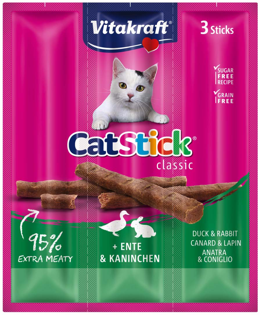 VITAKRAFT Baton Mini Recompense pentru pisici, cu Iepure şi Raţă 3 bucăţi, 18g