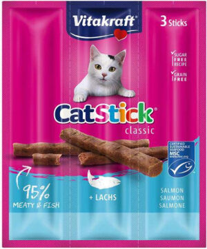 VITAKRAFT Baton Mini Recompense pentru pisici, cu Somon şi Păstrăv 3 buc, 18g