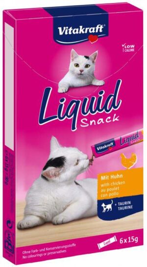 VITAKRAFT Snack lichid pentru pisici, cu Pui şi Taurină (6 plicuri x 15g), 90g