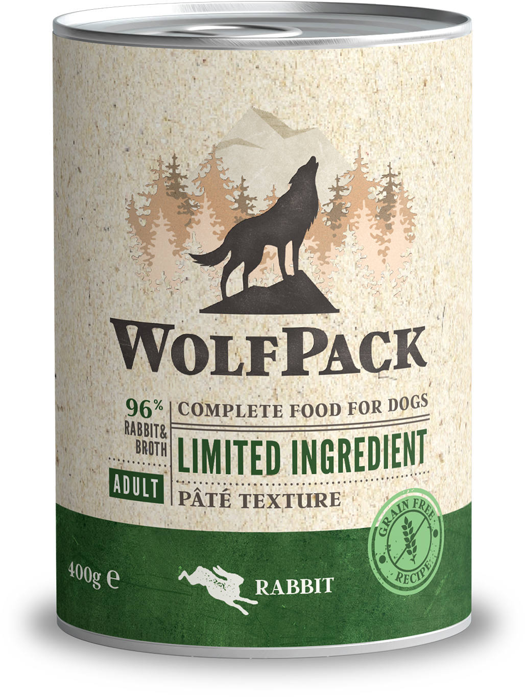 WOLFPACK Conservă pentru câini, cu număr limitat de ingrediente, Iepure