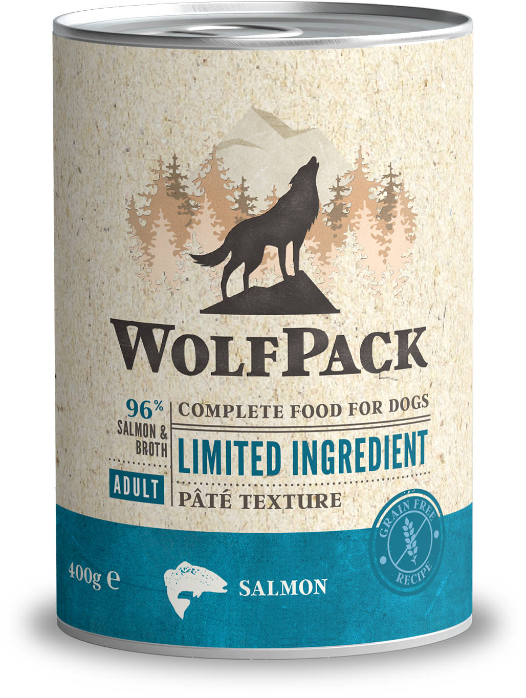 WOLFPACK Conservă pentru câini, cu număr limitat de ingrediente, Somon
