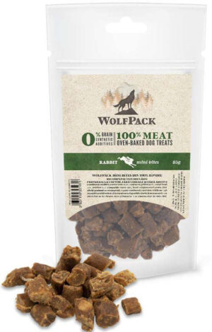 WOLFPACK Recompensă pentru câini, Mini Bites iepure 85g
